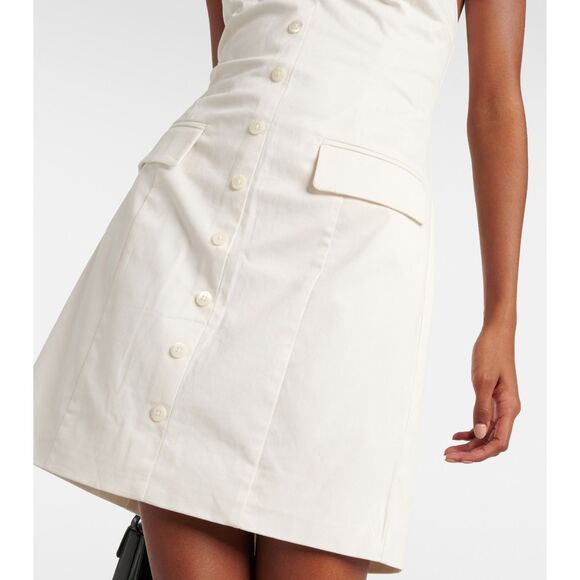 NWT STAUD Haven Cotton Chino Halter Neck Button Front Mini Dress in Ivory Size 2 - Picture 5 of 16